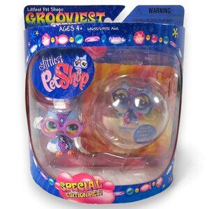 Hasbro Littlest Pet Shop Grooviest No # Owl Purple Glasses Display Bubble NEW